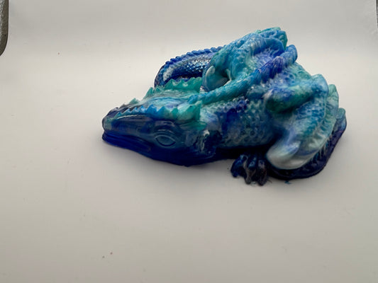 Beautiful blue resin dragon ornament handmade unique