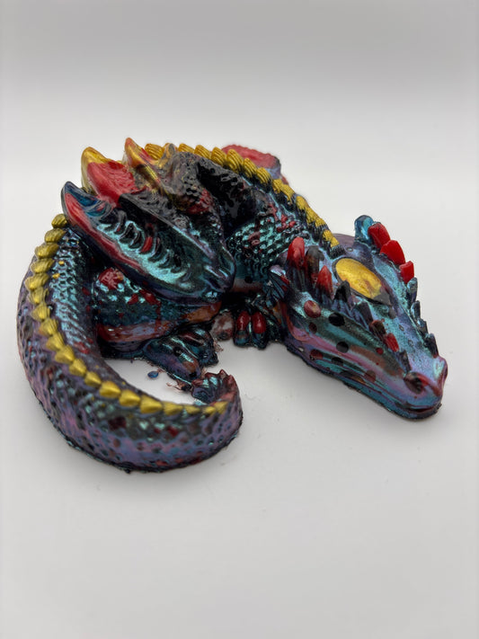 Beautiful hand made resin sleeping dragon ornament